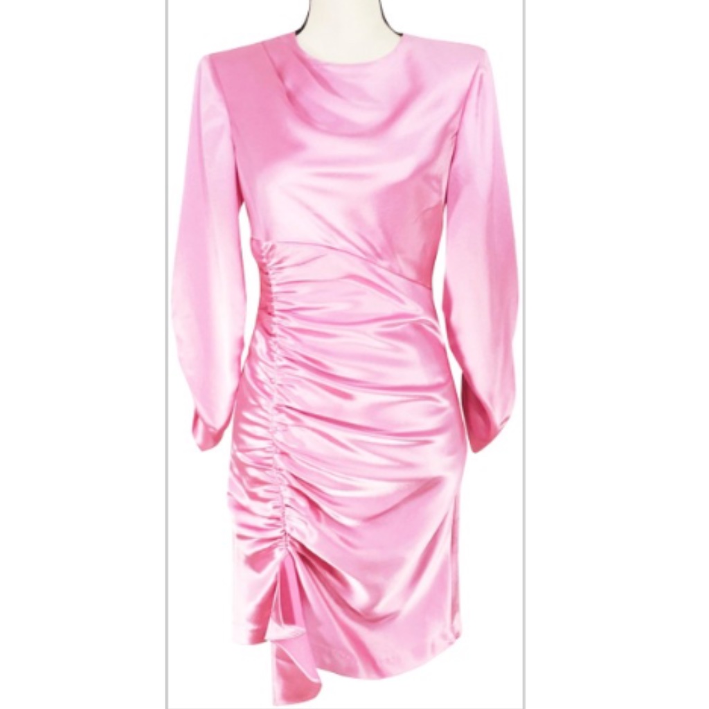 Nwt Cinq Sept Natalia Ruched Satin Sheath Dress